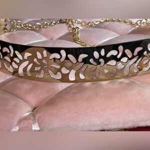 Gold tone metal cutout fashion belt